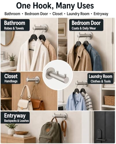 Towel Hooks for Wall (Brushed Nickel)