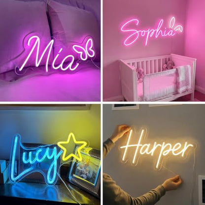 Neon Sign USB Pink Neon Lights for Wall Decor LED Night Light Signs Birthday Party Bedroom Living Room Christmas Business Decorations Girl Boy Gift