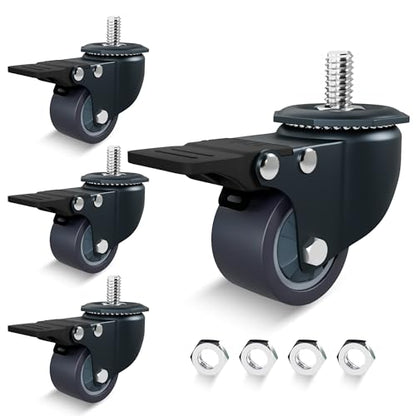 1.6 Inch M8 1.25 Threaded Stem Caster Wheels