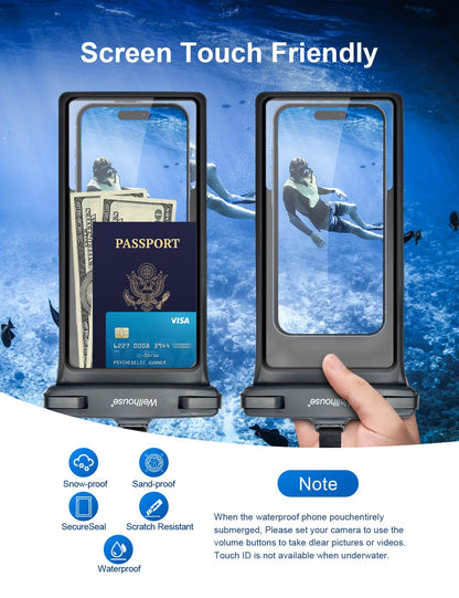 Waterproof Phone Pouch (2 Pack - Black & Green8.0")