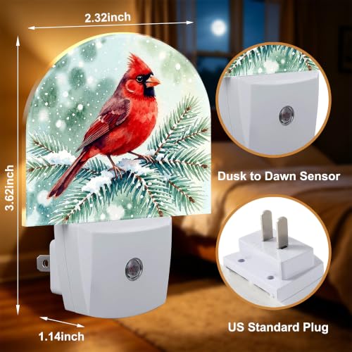 Night Light Cardinal Night Lights Plug into Wall with Dusk to Dawn Smart Sensor for Bedroom Bathroom Hallway Kitchen (Cardinal 03)