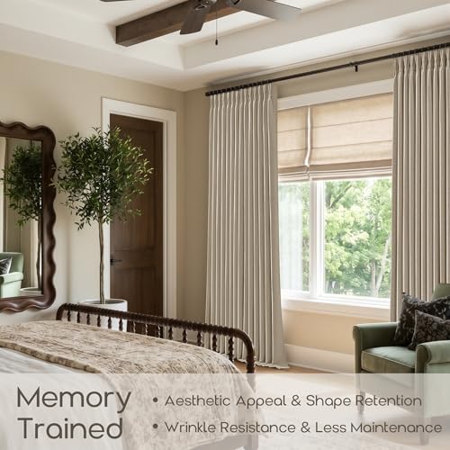 Burlywood Pinch Pleated Semi Sheer Thick Linen Curtains 84 Inches Long (Burlywood Birch / 40"W x 84"L (Pack of 2))
