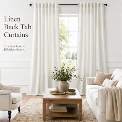 Natural Linen Curtains 70 Inches Long for Living Room 2 Panels (Natural / 52"W x 70"L (Pack of 2))