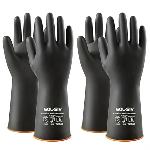 Chemical Resistant Heavy Duty Latex Gloves 6 Pairs