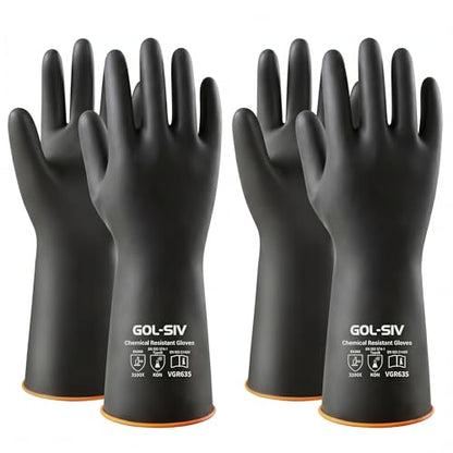 Chemical Resistant Heavy Duty Latex Gloves 6 Pairs
