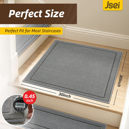Non Slip Stair Landing Rug Mat (2'6" x 2'6" (Rectangular) / Light Grey)