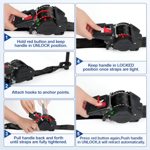 Retractable Ratchet Straps Heavy Duty