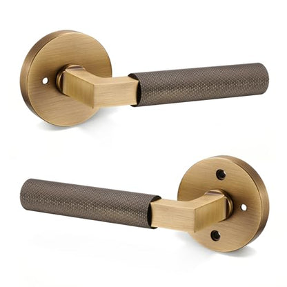 Knurled Brass Privacy Door Lever