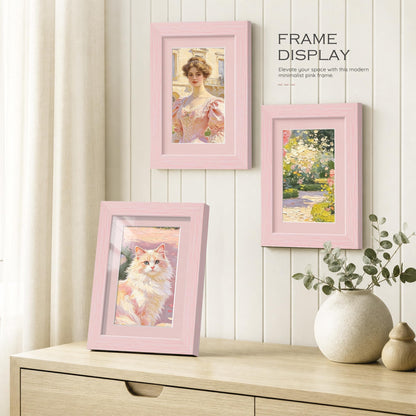 5x7 Blush Pink Wooden Picture Frame (Pink Frame Pink Mat / 5x7)