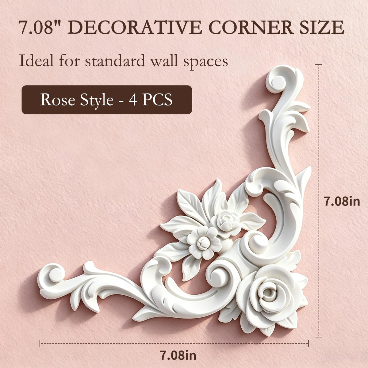Corner Wall Molding (7.08", Rose Style)