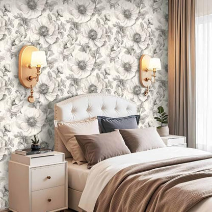 Gray Floral Peel and Stick Wallpaper