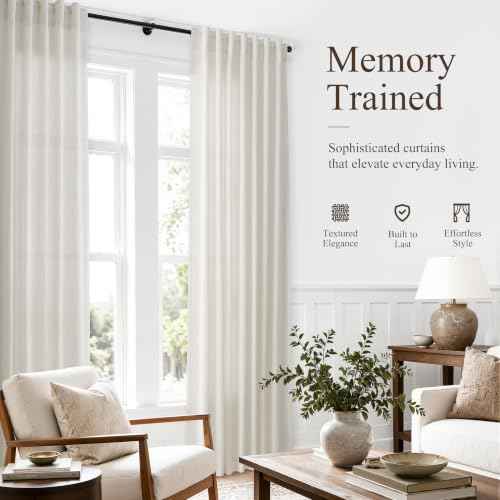 Natural Linen Curtains 92 Inches Long for Living Room 2 Panels (Natural / 52"W x 92"L (Pack of 2))