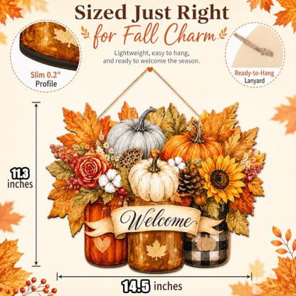 Fall Door Decor Wooden Welcome Sign