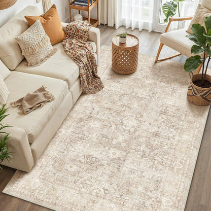 6x9 Beige Neutral Living Room Bedroom Area Rug (Rw | Ly-beige / 6' x 9' (Rectangular))