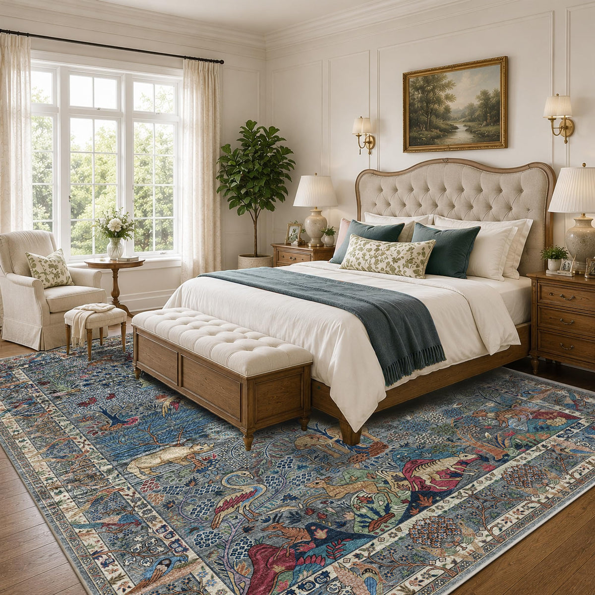 10x14 Large Area Rug (Dusty Blue/Multi / 10' x 14' (Rectangular))
