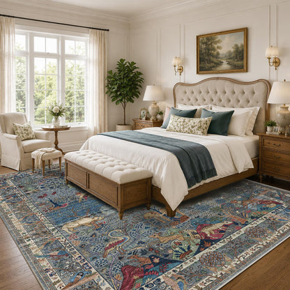 10x14 Large Area Rug (Dusty Blue/Multi / 10' x 14' (Rectangular))