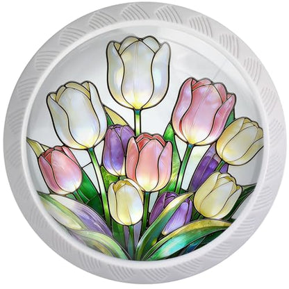 4 Pack Colorful Tulip Cabinet Knobs for Kitchen Bathroom