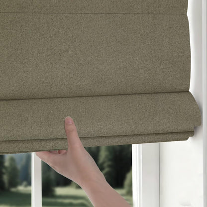 No Drill Roman Shades Cordless Blinds Blackout for Indoor Windows (Brown / 44"W x 64"H)