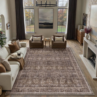 Red Brown 8x10 Washable Area Rugs for Living Room (Q| Red Brown / 8' x 10' (Rectangular))