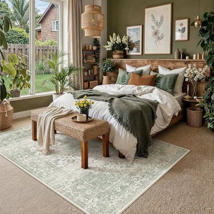 Green 8x10 Area Rug Washable for Living Room (Y|green / 8' x 10' (Rectangular))