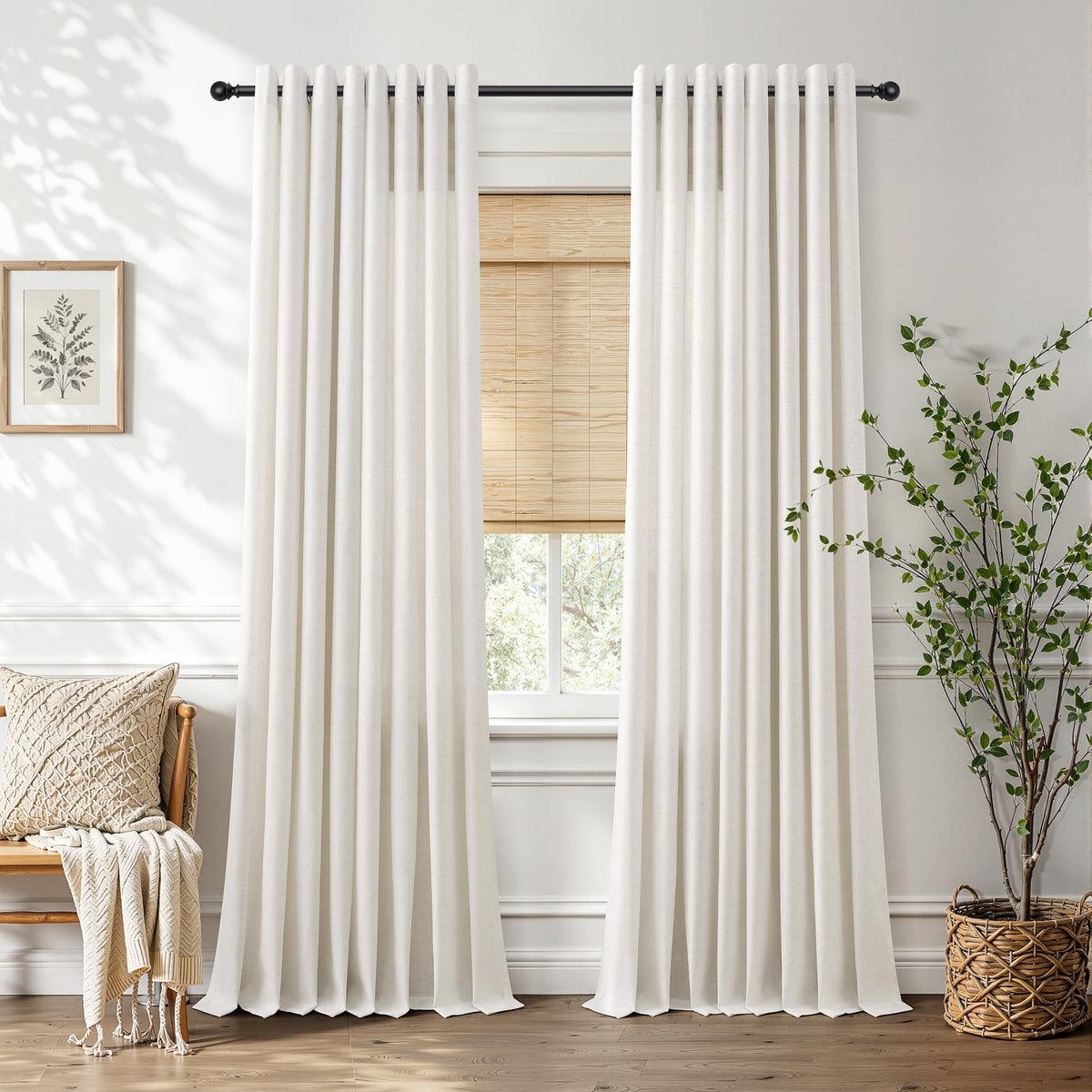 Natural Grommet Linen Curtains 144 Inches Long for Living Room (Natural / 52"W x 144"L (Pack of 2))
