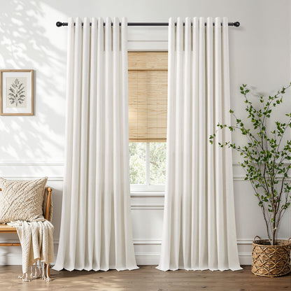 Natural Grommet Linen Curtains 144 Inches Long for Living Room (Natural / 52"W x 144"L (Pack of 2))
