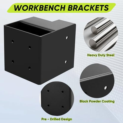 8 Pack Heavy Duty Workbench Brackets Right Angle Brace for 2x4 Wood (2x4)
