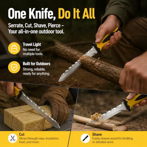 Double Side Serrated Insulation Knife (Yellow / 11 IN)