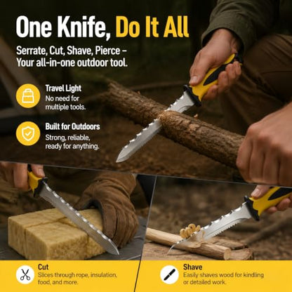 Double Side Serrated Insulation Knife (Yellow / 11 IN)