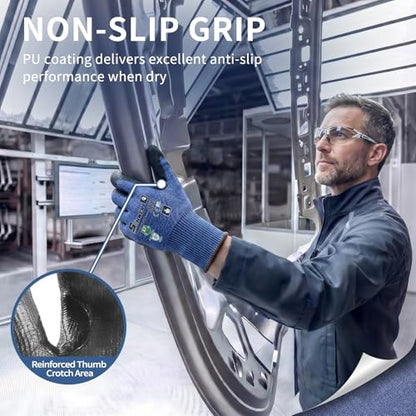 ANSI A7 Cut Resistant Gloves Safety Work Gloves Polyurethane Coated for Men and Women