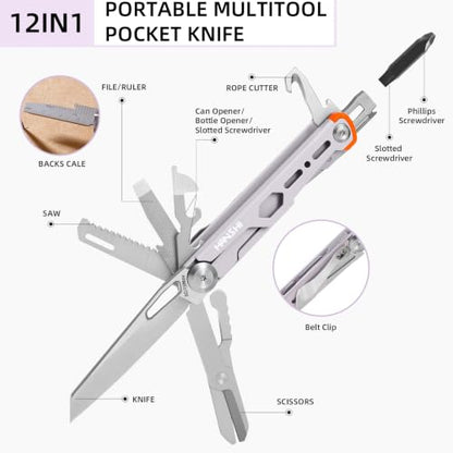 Pocket Knife Multitool with Scissors for Gift for Men Dad Boyfriend