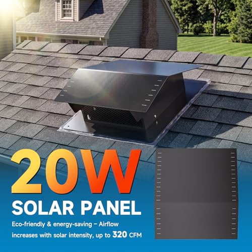 Solar Attic Fan with 8" Removable Roof Vent