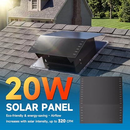 Solar Attic Fan with 8" Removable Roof Vent