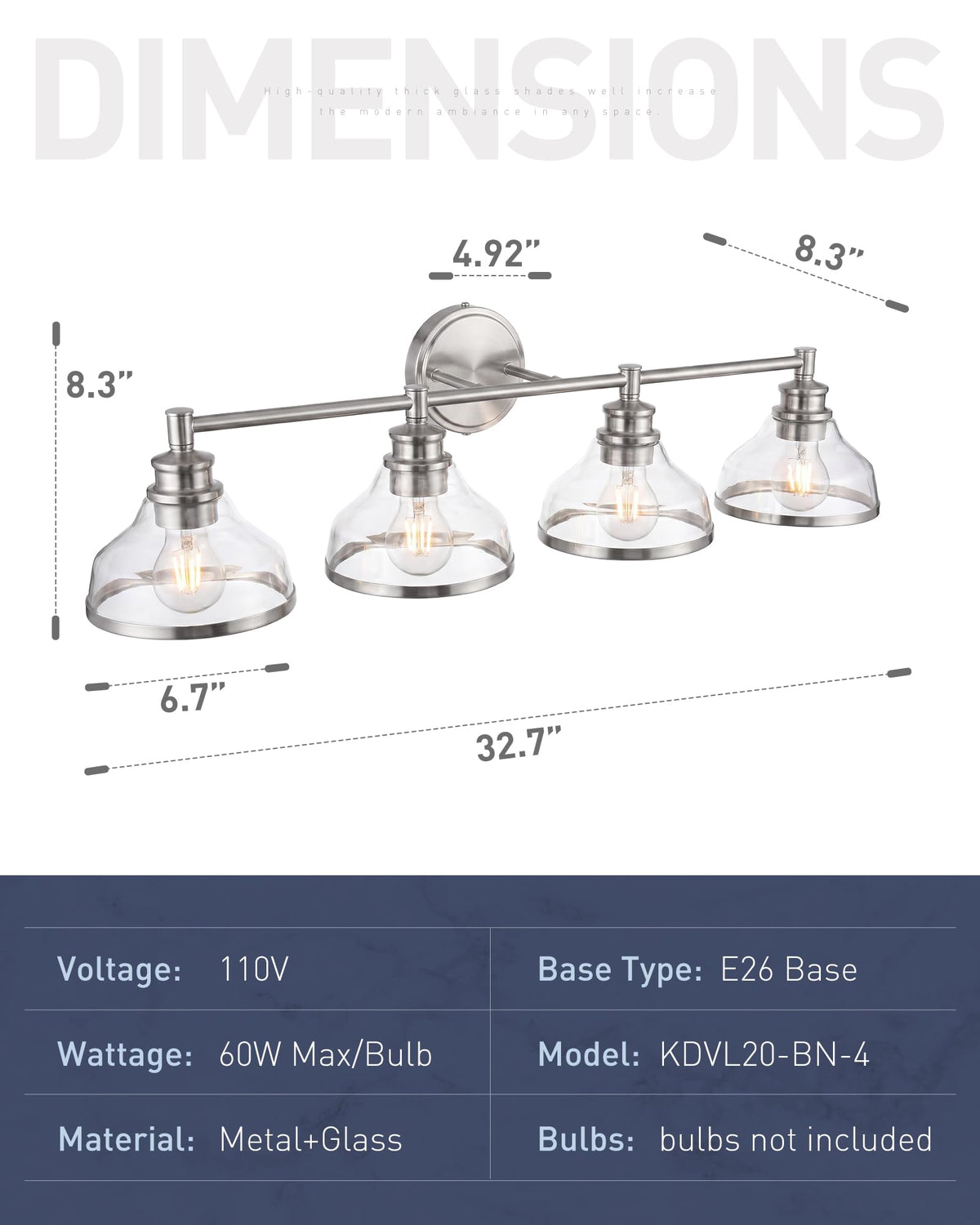 4 Light Brushed Nickel Vanity Light (Brushed Nickel / 4 Light)