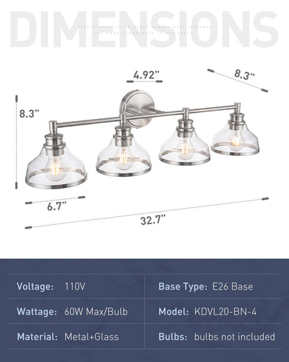 4 Light Brushed Nickel Vanity Light (Brushed Nickel / 4 Light)