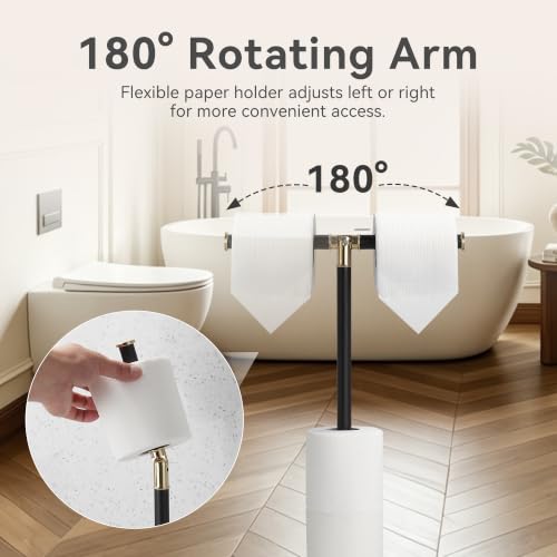 Freestanding Bathroom Tissue Stand with 180° Rotating Arm