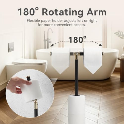 Freestanding Bathroom Tissue Stand with 180° Rotating Arm