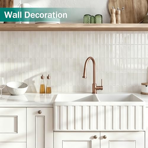 10 Sheet Peel and Stick Backsplash White Stick on Tile