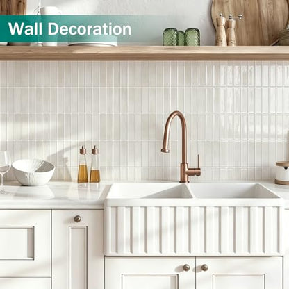 10 Sheet Peel and Stick Backsplash White Stick on Tile