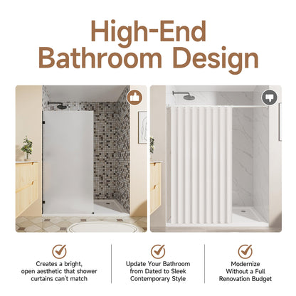 Shower Glass Panel 34" W x 72" H (Matte Black - Frosted / 34"W x 72"H - 10mm)