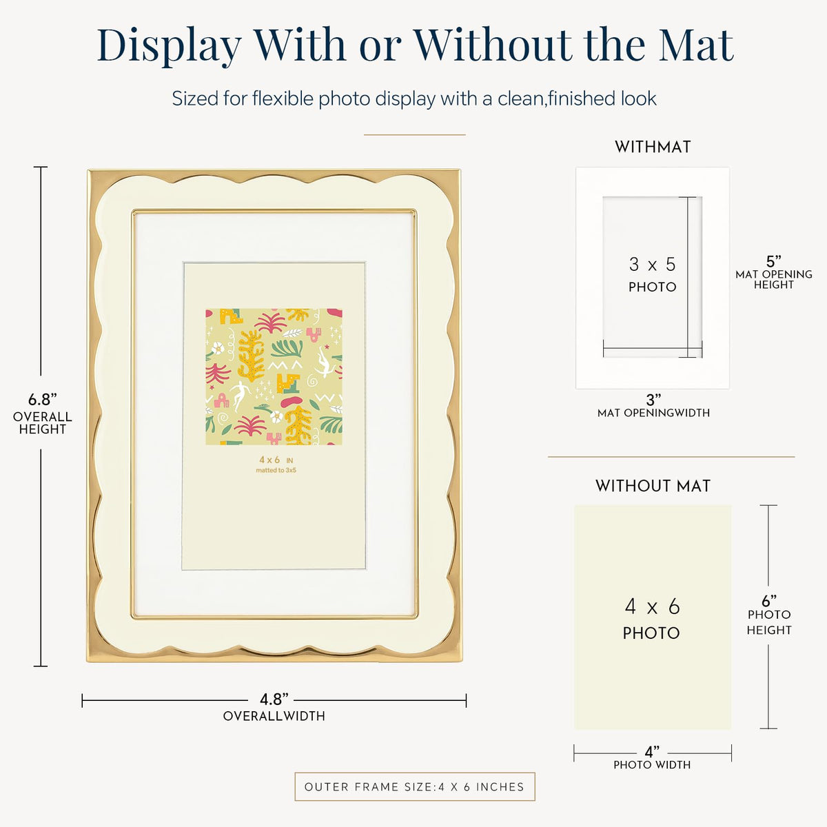 4x6 Scalloped Enamel Picture Frame (Cloud Ivory / 4x6)