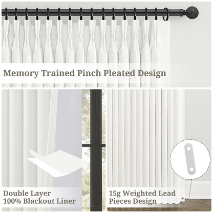 102 Inch Extra Long Curtains Solid White Blackout for Dining (Purewhite / 50"W x 102"L (Pack of 2))
