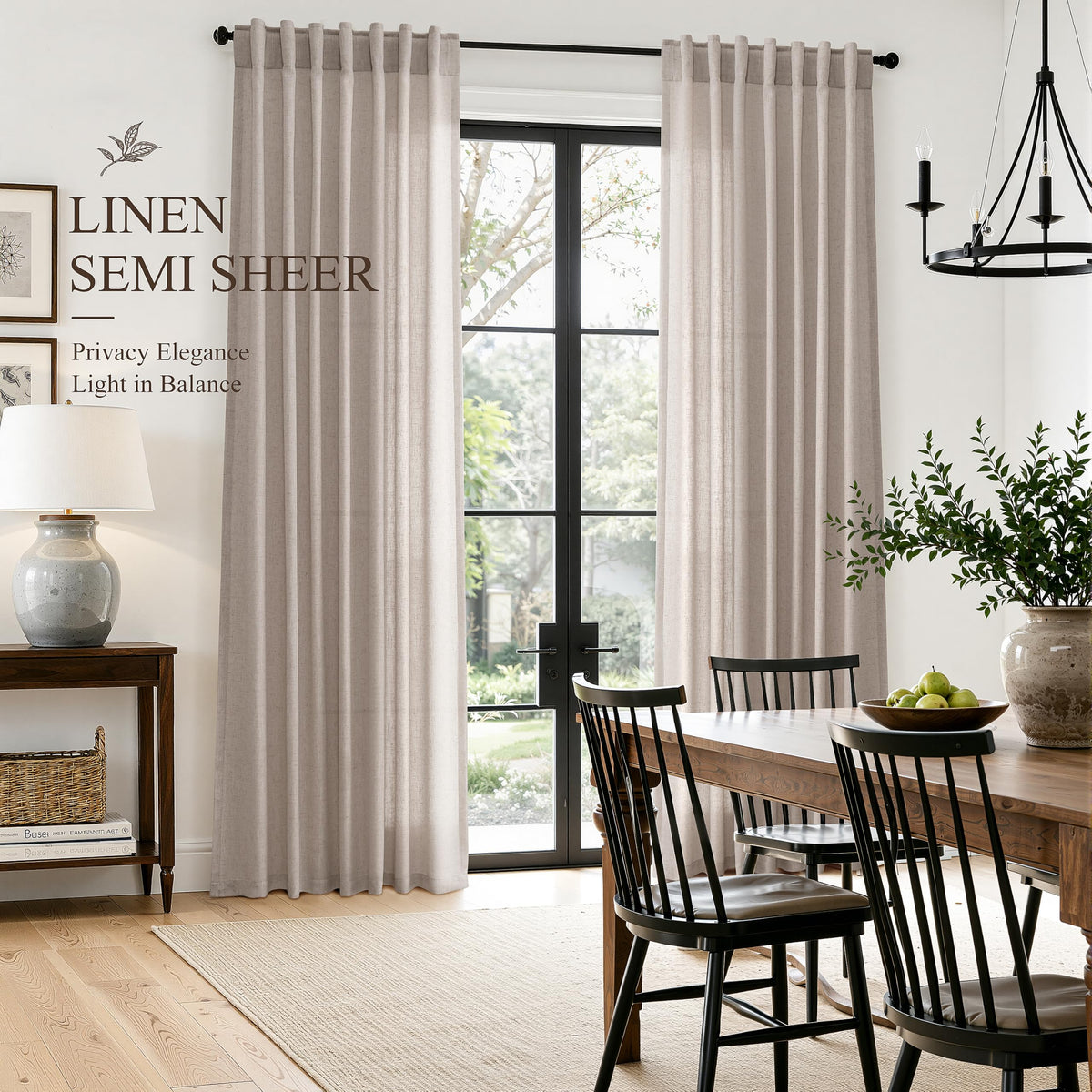 Oatmeal Linen Curtains 90 Inches Long for Living Room 2 Panels (Oatmeal / 52"W x 90"L (Pack of 2))
