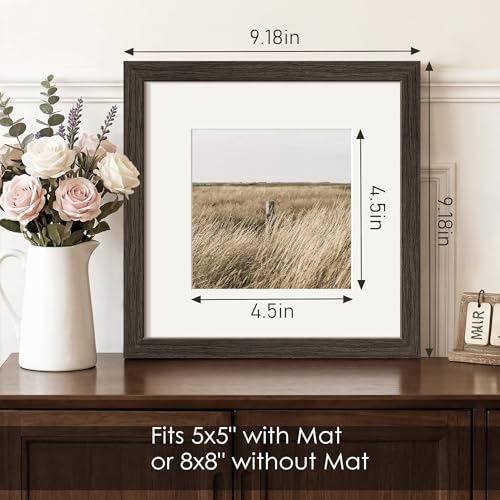 8x8 Solid Wood Frame Set of 2 (Walnut Wood Grain / 8x8)