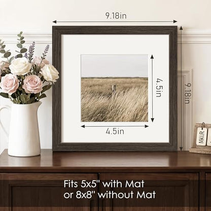 8x8 Solid Wood Frame Set of 2 (Walnut Wood Grain / 8x8)