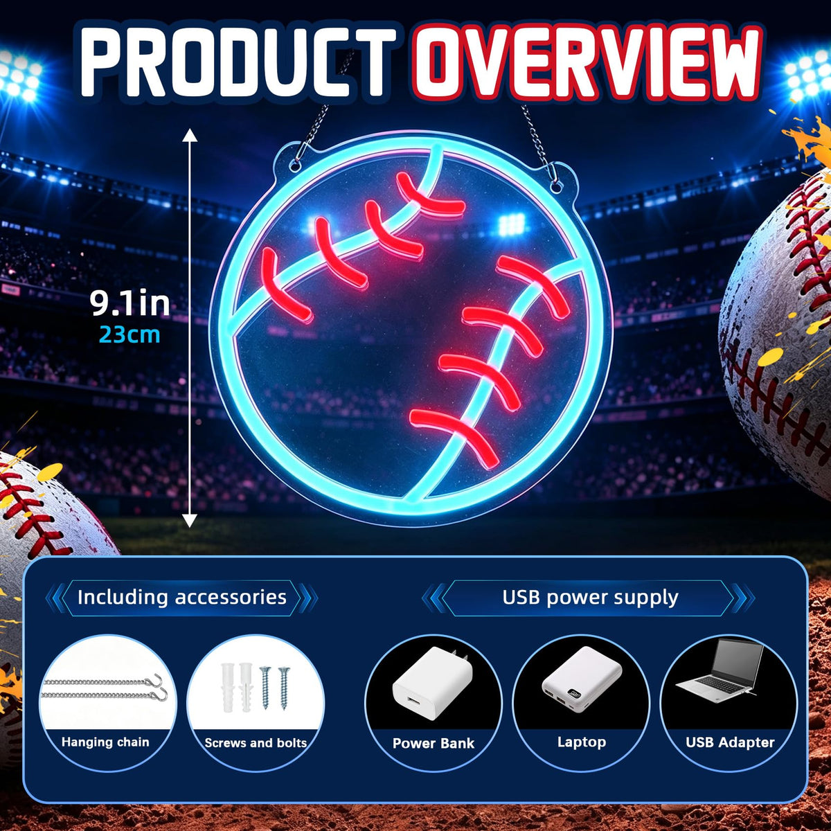 Baseball Neon Sign (Baseball-blue-0703)