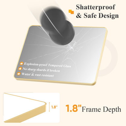 Bathroom Mirror for Over Sink (Gold-round Corner / 24"L x 36"W)
