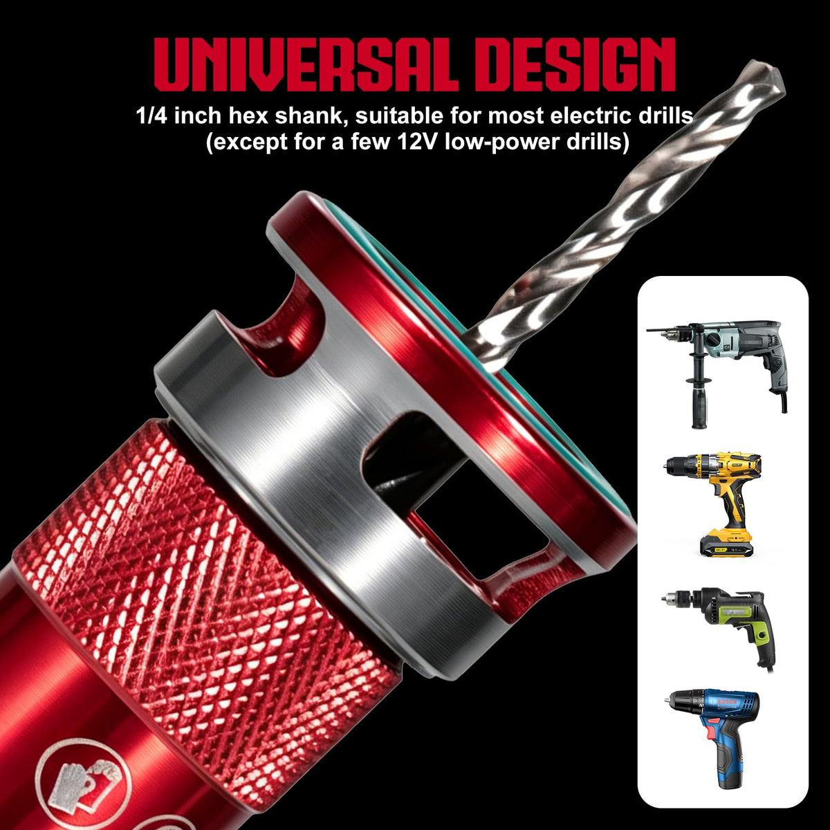 Upgrade 8PCS Countersink Drill Bits Set with Adjustable Depth Stopper (Red / 8 Pcs)