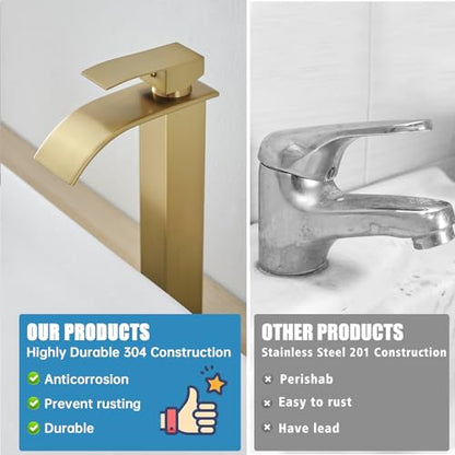 Tall Bathroom Faucet Vessel Sink Faucet with Drain