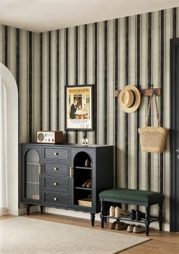 Peel and Stick Wallpaper Black and Cream White Hand (Black and Cream White / 17.3" x 78.7")